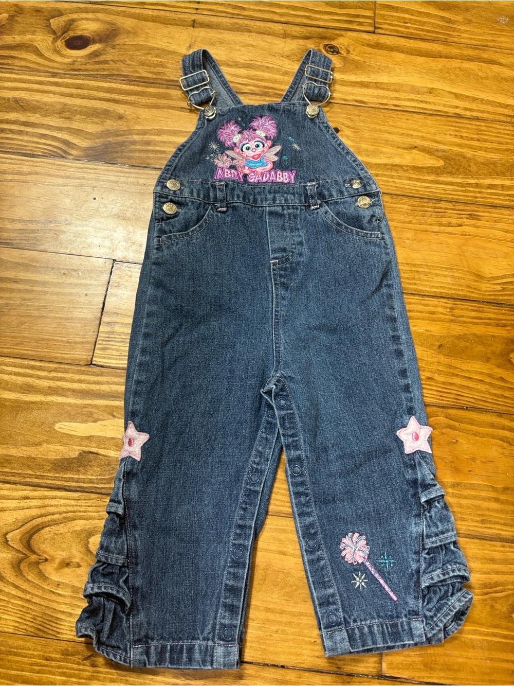 Vintage Sesame Street Abby Cadabby Denim Overalls Size 24 Months